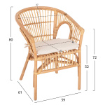 ΠΟΛΥΘΡΟΝΑ DAMPAR HM9929.04 RATTAN ΣΕ ΦΥΣΙΚΟ-ΛΕΥΚΟ ΜΑΞΙΛΑΡΙ 59x61x80Υεκ. - Image 2