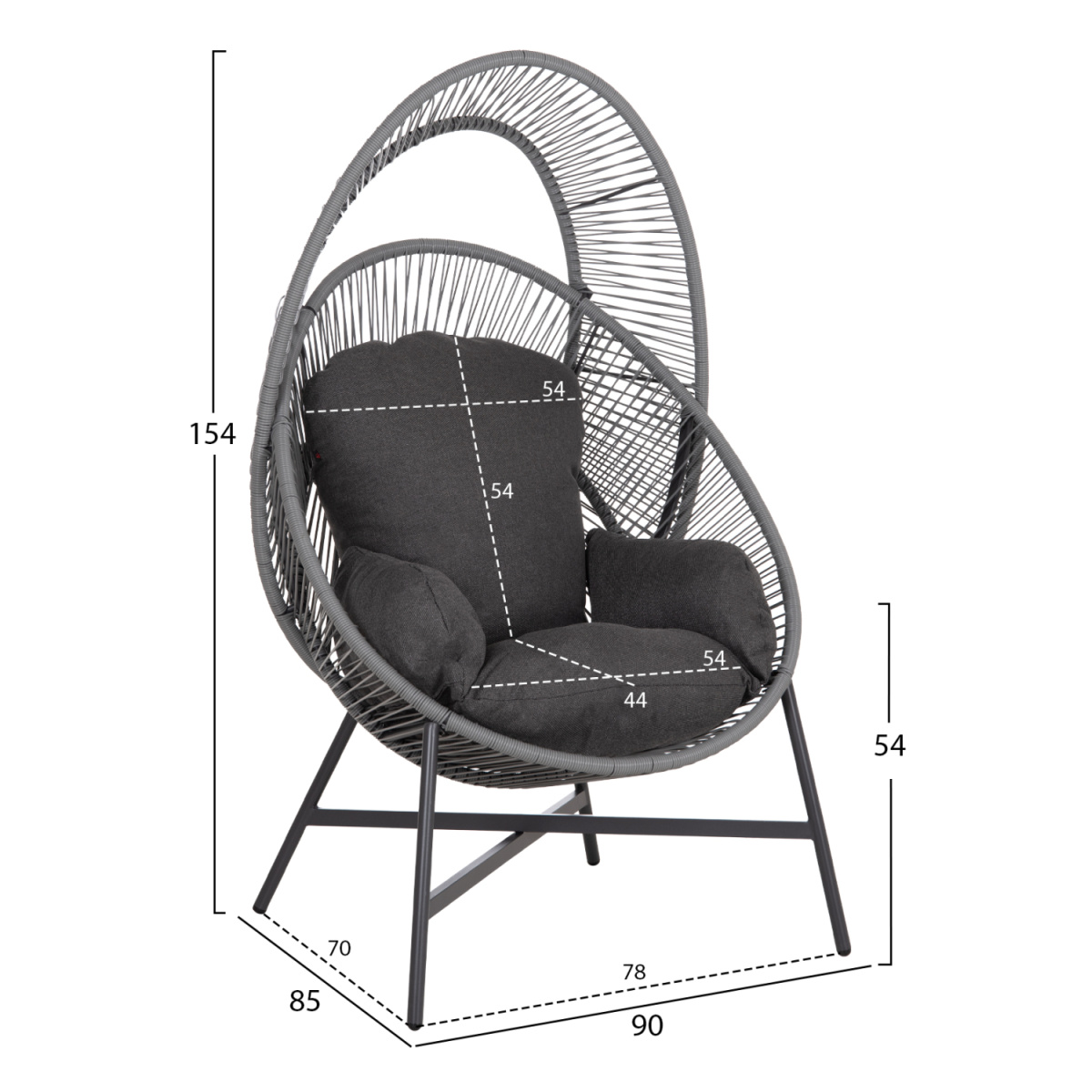 ΠΟΛΥΘΡΟΝΑ-ΦΩΛΙΑ RULER HM6506.01 ΓΚΡΙ ΜΕΤΑΛΛΟ-P.E.RATTAN-ΜΑΞΙΛΑΡΙΑ 90x85x154Υεκ - Image 2