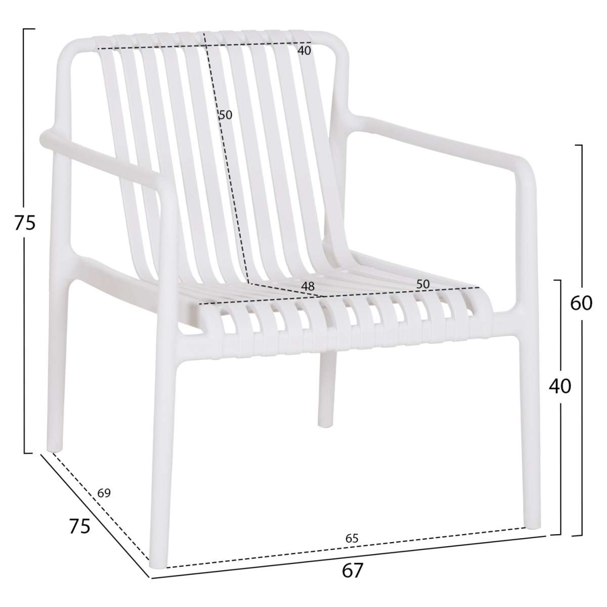 ΠΟΛΥΘΡΟΝΑ LOUNGE ΕΞΩΤ.ΧΩΡΟΥ MALEN HM6626.01 ΛΕΥΚΟ ΠΟΛΥΠΡΟΠΥΛΕΝΙΟ 67x75x75Υεκ - Image 2