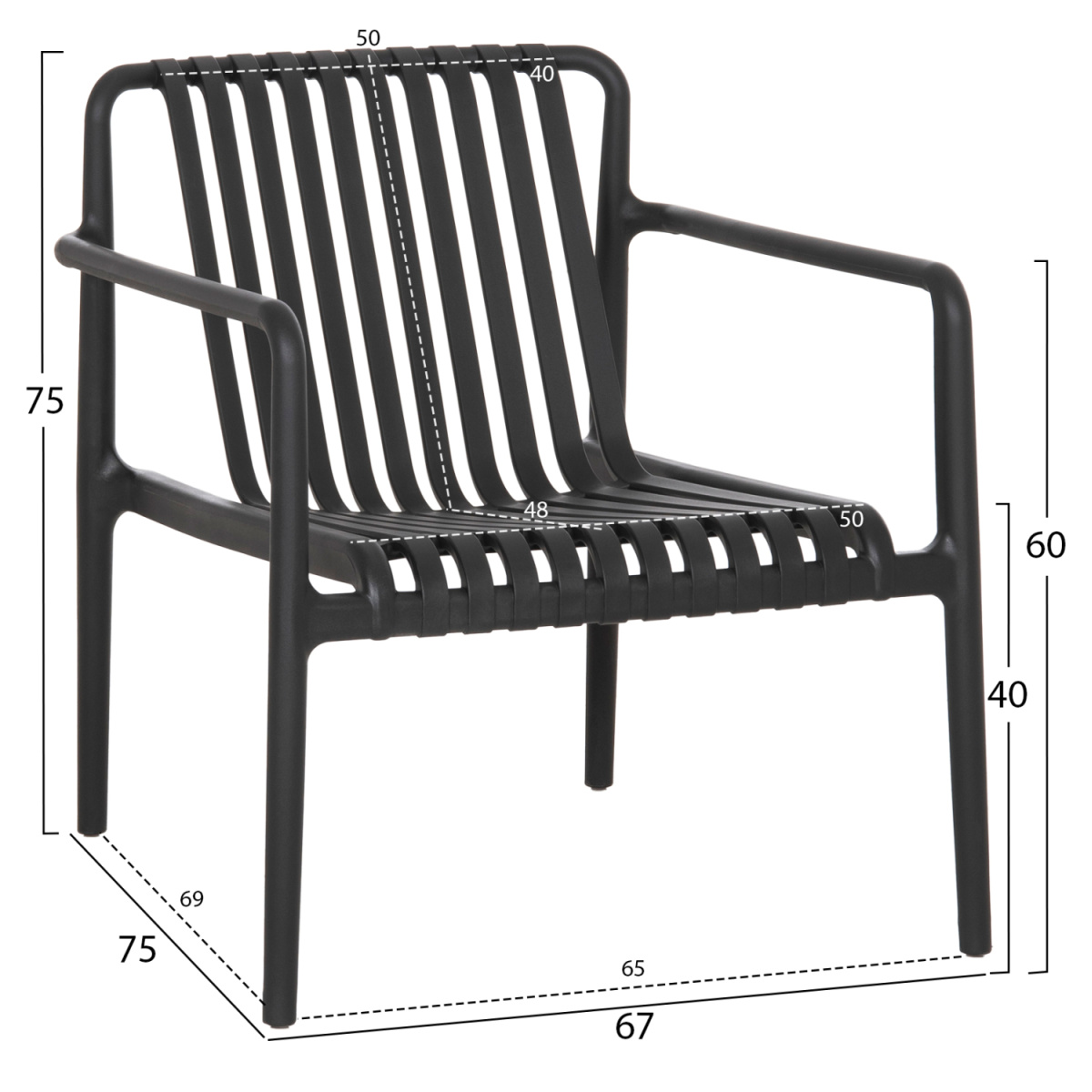 ΠΟΛΥΘΡΟΝΑ LOUNGE ΕΞΩΤ.ΧΩΡΟΥ MALEN HM6626.02 ΜΑΥΡΟ ΠΟΛΥΠΡΟΠΥΛΕΝΙΟ 67x75x75Υεκ - Image 2