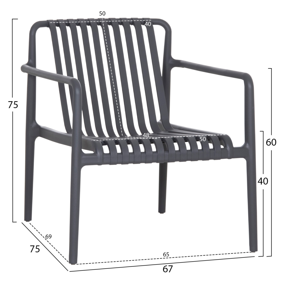 ΠΟΛΥΘΡΟΝΑ LOUNGE ΕΞΩΤ.ΧΩΡΟΥ MALEN HM6626.03 ΓΚΡΙ ΠΟΛΥΠΡΟΠΥΛΕΝΙΟ 67x75x75Υεκ - Image 2