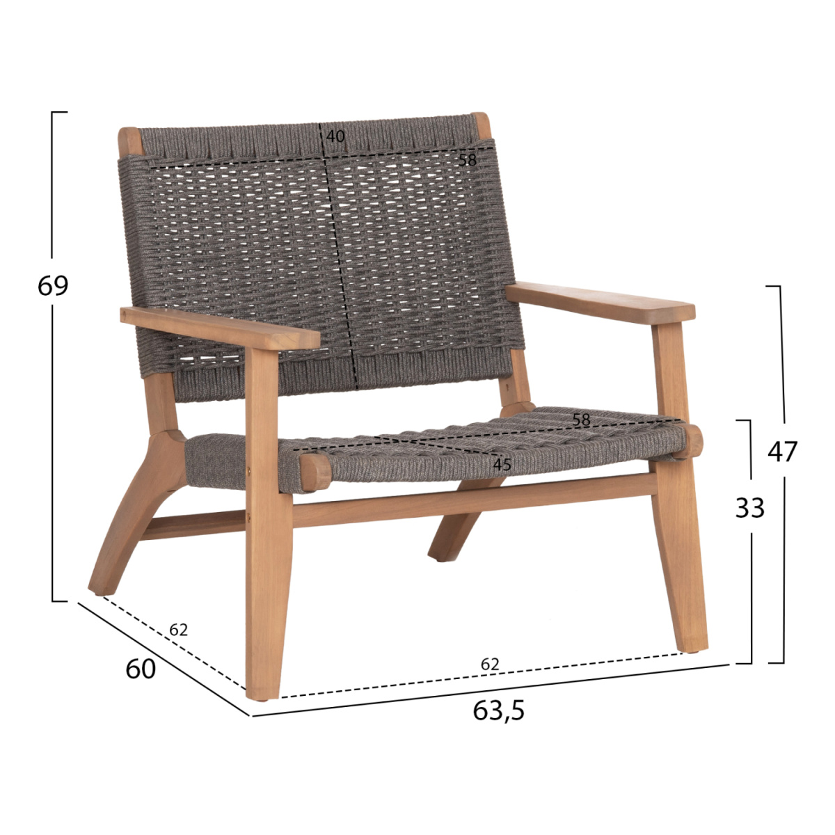 ΠΟΛΥΘΡΟΝΑ LOUNGE MONTER HM6241.02 ΞΥΛΟ ΑΚΑΚΙΑΣ ΦΥΣΙΚΟ-ΣΧΟΙΝΙ ΓΚΡΙ 63.5x60x69Υεκ - Image 2