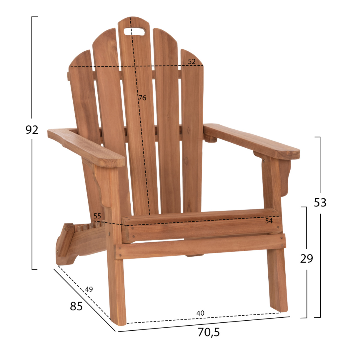ΠΟΛΥΘΡΟΝΑ LOUNGE ΠΤΥΣΣΟΜΕΝΗ SKALL HM6619 ΞΥΛΟ TEAK ΦΥΣΙΚΟ 70.5x85x92Υεκ. - Image 2