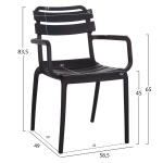 ΠΟΛΥΘΡΟΝΑ ΠΟΛΥΠΡΟΠΥΛΕΝΙΟΥ PHILLY HM6123.02 ΜΑΥΡΟ 58.5x49x83.5Υεκ. - Image 2