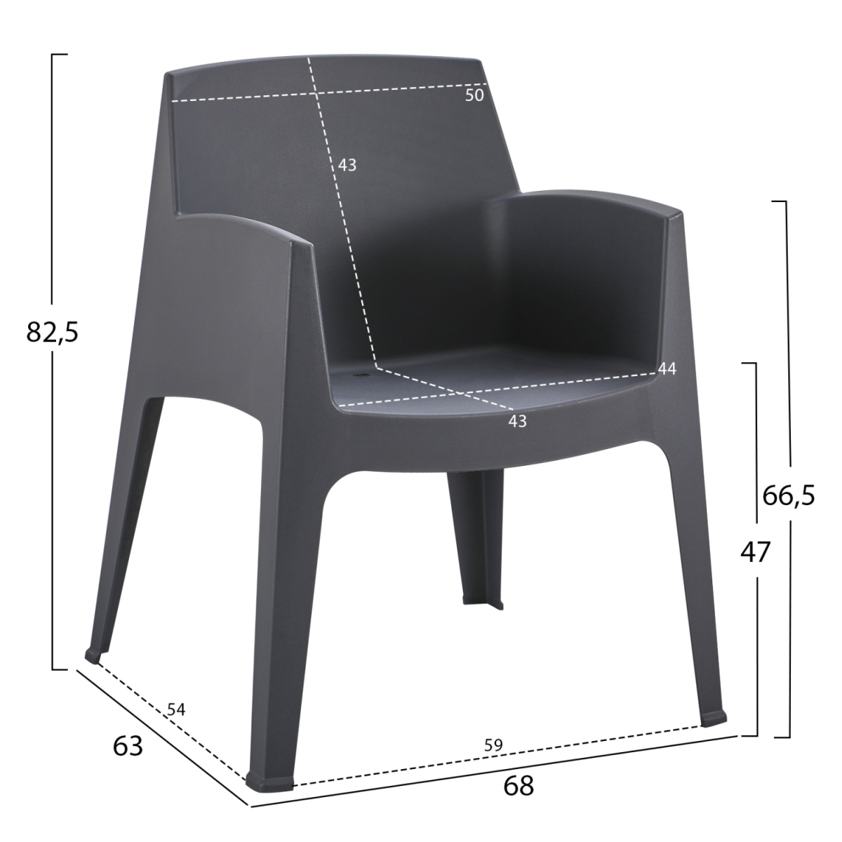 ΠΟΛΥΘΡΟΝΑ ΠΟΛΥΠΡΟΠΥΛΕΝΙΟΥ SLEEK HM6370.10 ΓΚΡΙ 68x63x82,5Υεκ. - Image 2