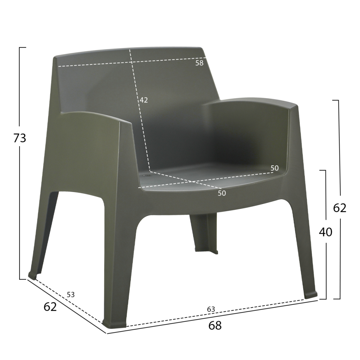 ΠΟΛΥΘΡΟΝΑ ΠΟΛΥΠΡΟΠΥΛΕΝΙΟΥ LOUNGE SLEEK HM6365.05 DARK OLIVE GREEN 62x68x73Υεκ. - Image 2