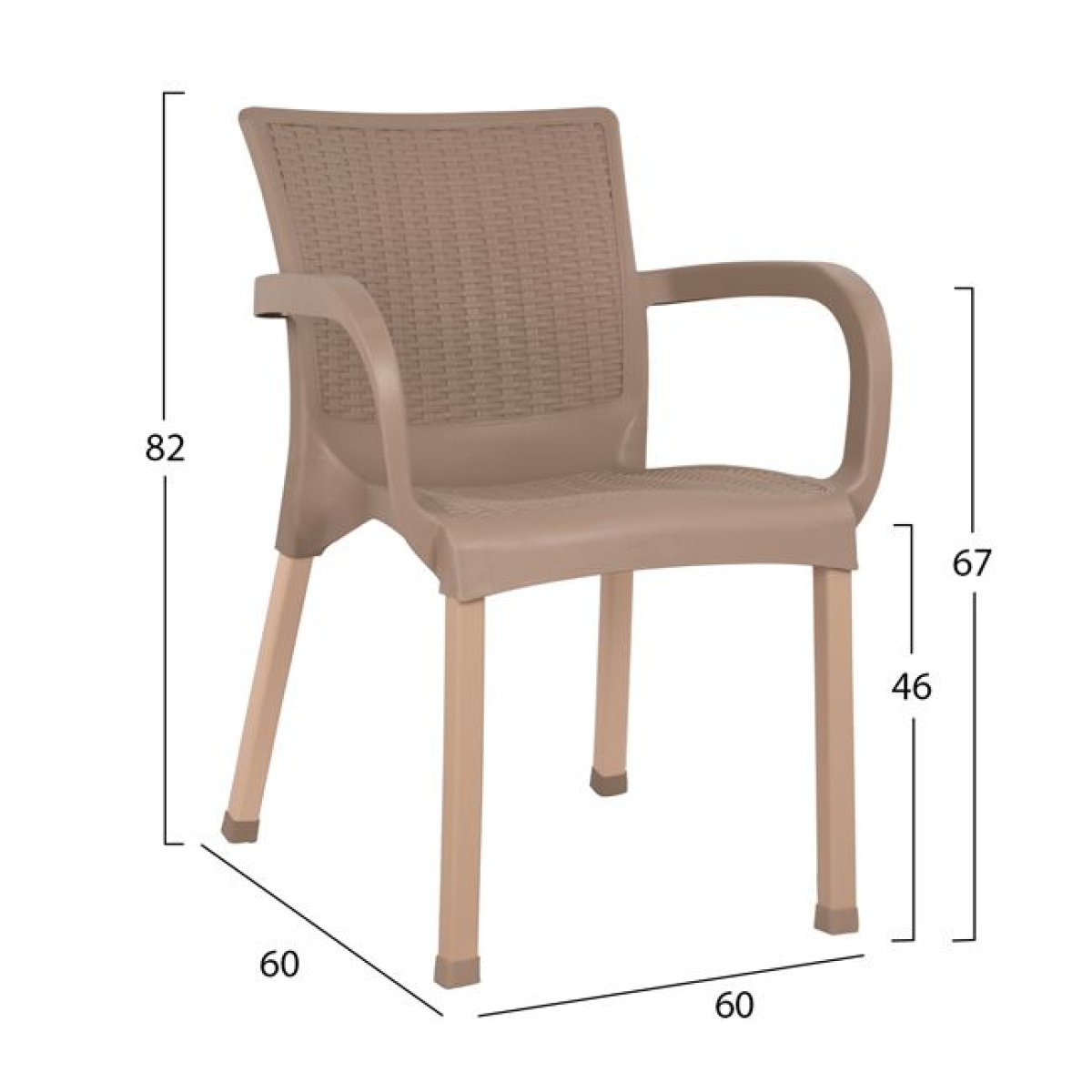 ΠΟΛΥΘΡΟΝΑ ΠΟΛΥΠΡΟΠΥΛΕΝΙΟΥ RATTAN ΠΟΔΙ ALU HM5591.02 ΚΑΠΟΥΤΣΙΝΟ 60x60x82 cm - Image 2