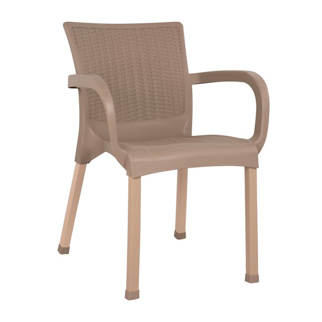 polythrona-polypropylenioy-rattan-podi-a ΠΟΛΥΘΡΟΝΑ ΠΟΛΥΠΡΟΠΥΛΕΝΙΟΥ RATTAN ΠΟΔΙ ALU HM5591.02 ΚΑΠΟΥΤΣΙΝΟ 60x60x82 cm - Image 1