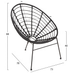ΠΟΛΥΘΡΟΝΑ ΤΥΠΟΥ ΦΩΛΙΑ ΜΕΤΑΛΛΙΚΗ ALLEGRA HM5458.12 ΜΕ WICKER-ΜΑΥΡΟ 73x78x88Υεκ. - Image 2