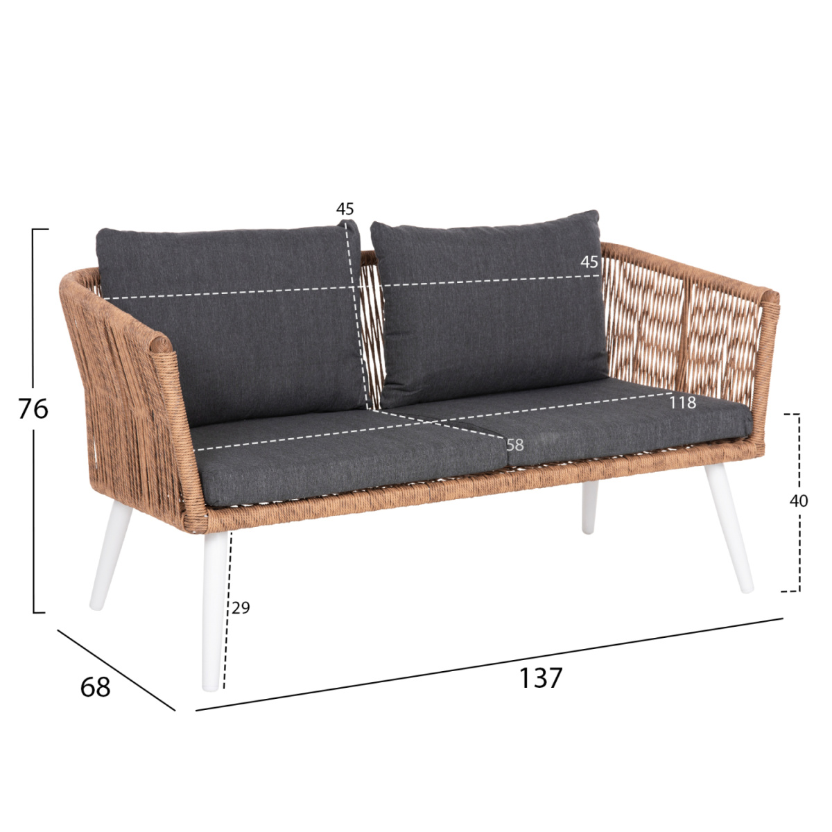 ΣΑΛΟΝΙ ΕΞ.ΧΩΡΟΥ 4ΤΜΧ FREJA HM6057.01 ΑΛΟΥΜ. ΛΕΥΚΟ-PE RATTAN ΜΠΕΖ-ΑΝΘΡΑΚΙ ΜΑΞΙΛΑΡΙΑ - Image 3