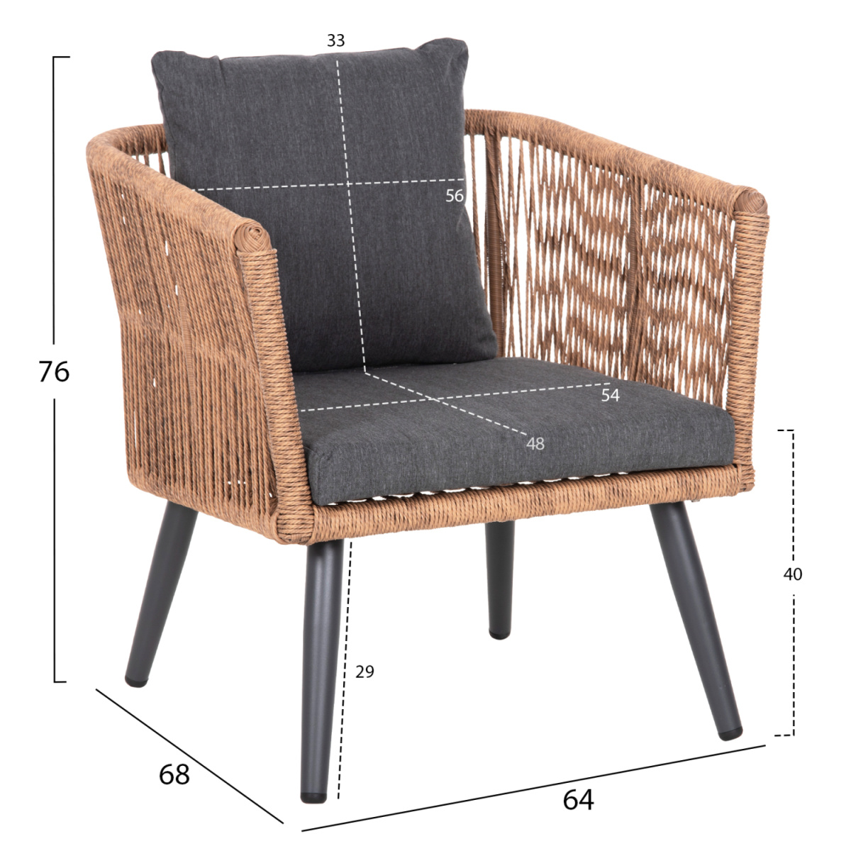 ΣΑΛΟΝΙ ΕΞ.ΧΩΡΟΥ 4ΤΜΧ FREJA HM6057.03 ΑΛΟΥΜ.ΑΝΘΡΑΚΙ-PE RATTAN ΜΠΕΖ-ΑΝΘΡΑΚΙ ΜΑΞΙΛΑΡΙΑ - Image 2