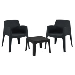 ΣΕΤ 3ΤΜΧ ΠΟΛΥΠΡΟΠΥΛΕΝΙΟΥ SLEEK HM21267.02 ΤΡΑΠΕΖΑΚΙ & 2 ΠΟΛΥΘΡΟΝΕΣ-ΜΑΥΡΟ