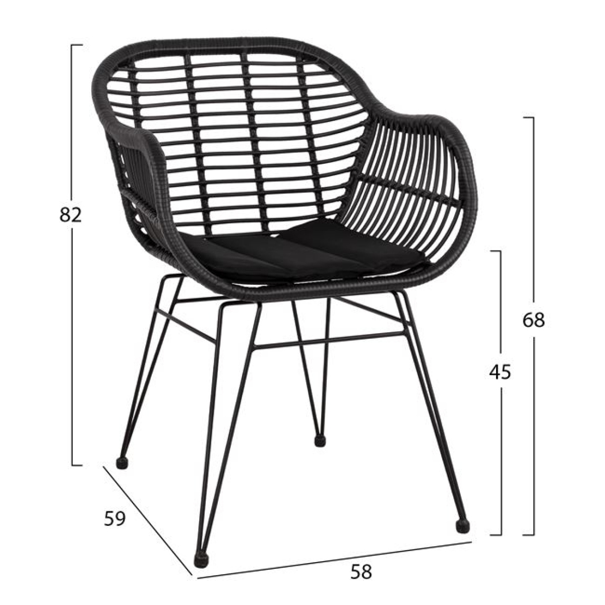 ΣΕΤ 5ΤΜΧ ALLEGRA WICKER ΜΕ ΤΡΑΠΕΖΙ 140X80Χ78Υ ΜΠΕΖ & ΜΑΥΡΟ ΧΡΩΜΑ HM10508 - Image 3