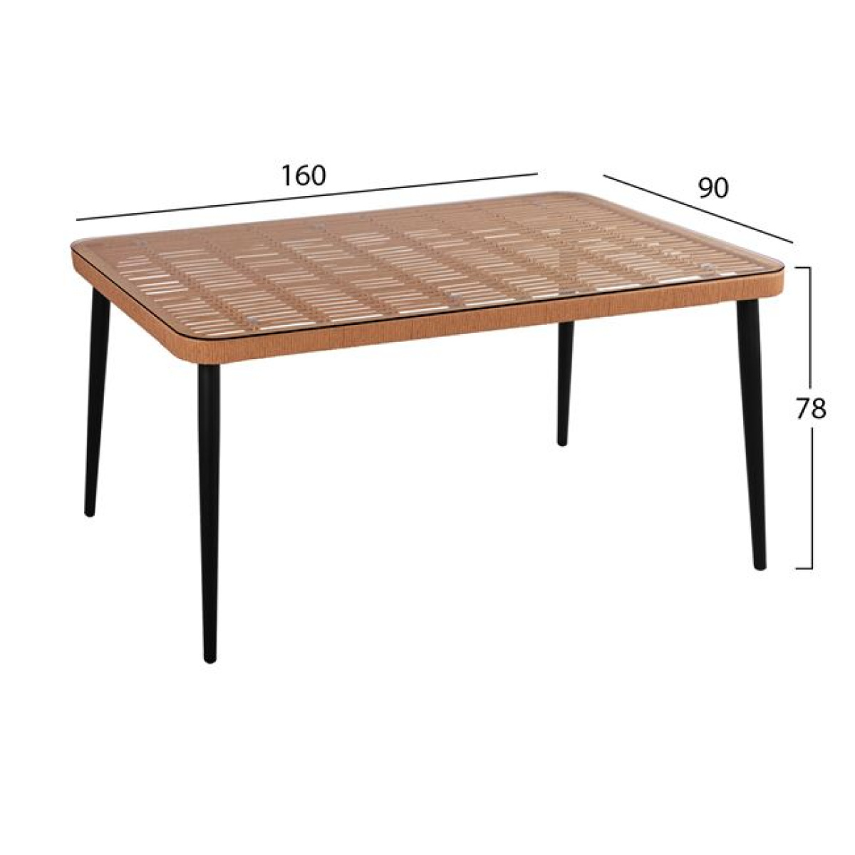 ΣΕΤ 7ΤΜΧ ALLEGRA WICKER ΜΕ ΤΡΑΠΕΖΙ 160X90X78Υ ΜΠΕΖ & ΜΑΥΡΟ ΧΡΩΜΑ HM10513 - Image 2