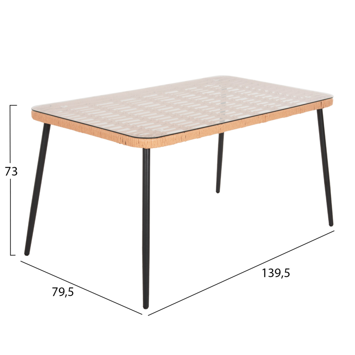 ΣΕΤ ΕΞΩΤ.ΧΩΡΟΥ 5ΤΜΧ ALLEGRA HM21027 ΣΕ ΜΠΕΖ & ΜΑΥΡΟ ΧΡΩΜΑ WICKER-ΜΕΤΑΛΛΟ - Image 2