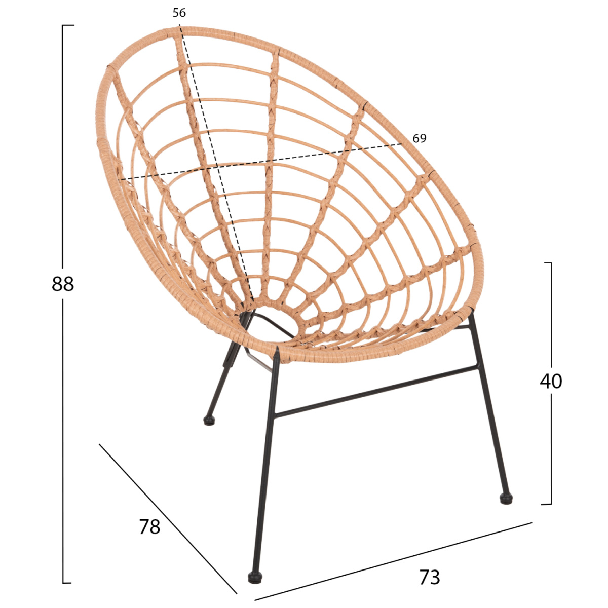 ΣΕΤ ΕΞΩΤΕΡΙΚΟΥ ΧΩΡΟΥ 3ΤΜΧ ALLEGRA HM21047.11 ΜΠΕΖ ΣΥΝΘ.RATTAN-ΜΕΤΑΛΛΟ ΣΕ ΜΑΥΡΟ - Image 3