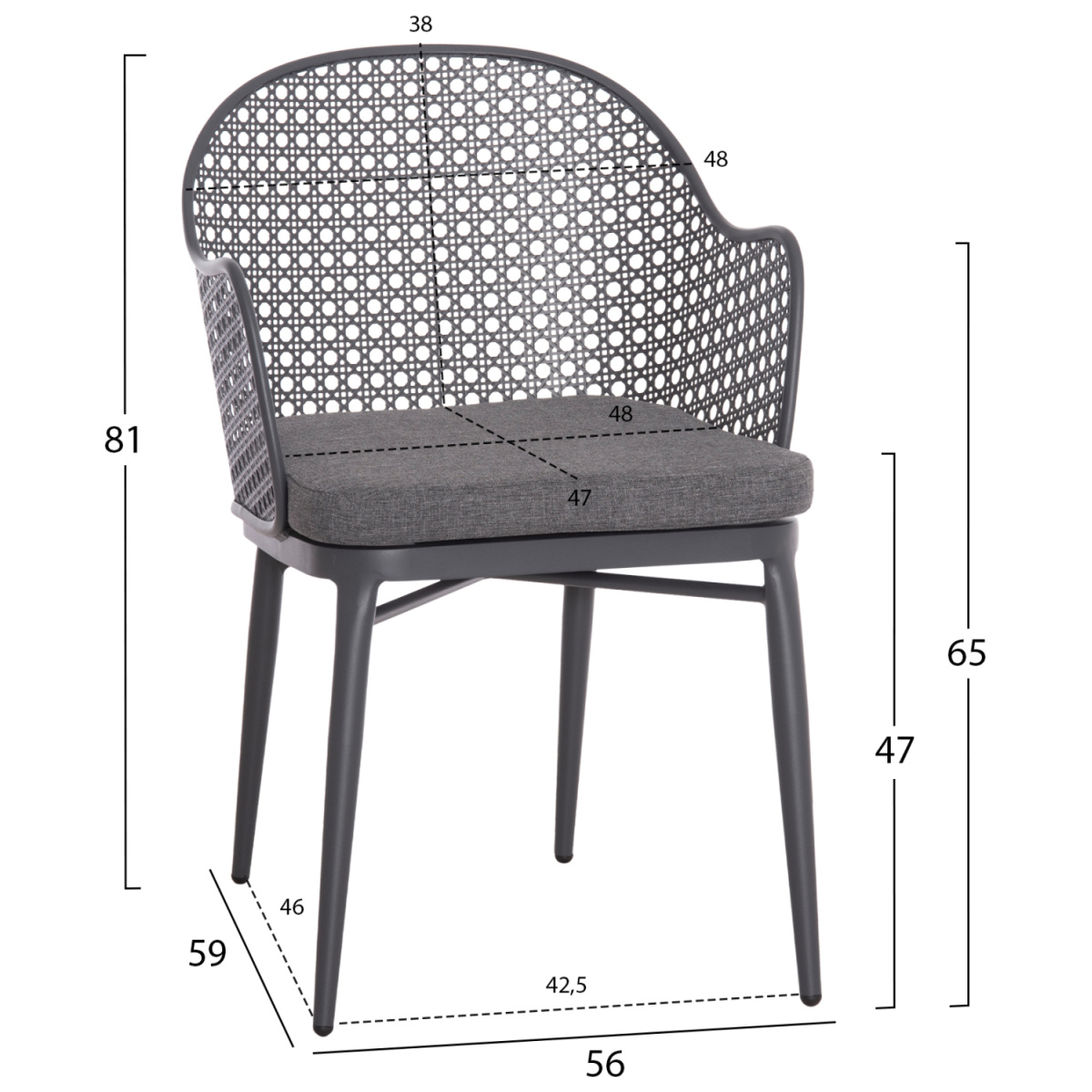 ΣΕΤ LOUNGE 3TMX ΕΞ.ΧΩΡΟΥ OREGO HM21107.01 ΑΛΟΥΜΙΝΙΟ & ΜΕΤΑΛΛΟ ΣΕ ΣΚΟΥΡΟ ΓΚΡΙ - Image 2