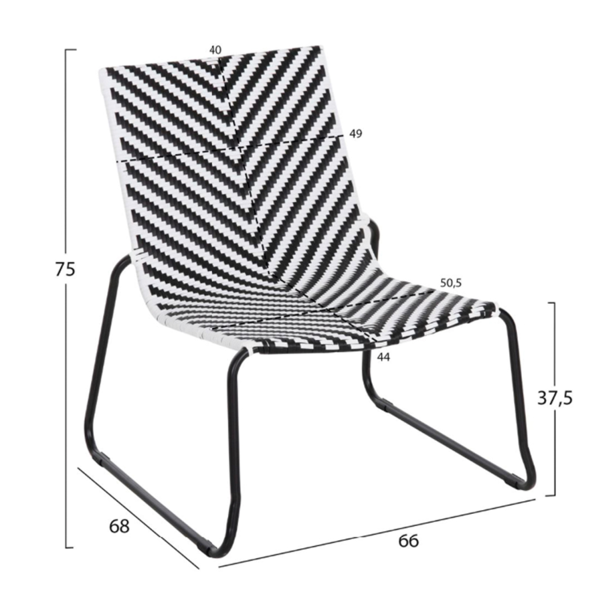 ΣΕΤ LOUNGE 3TMX ΕΞ.ΧΩΡΟΥ PONY HM21193.02 ΜΕΤΑΛΛΟ ΚΑΙ ΣΥΝΘ.RATTAN ΣΕ ΛΕΥΚΟ-ΜΑΥΡΟ - Image 3