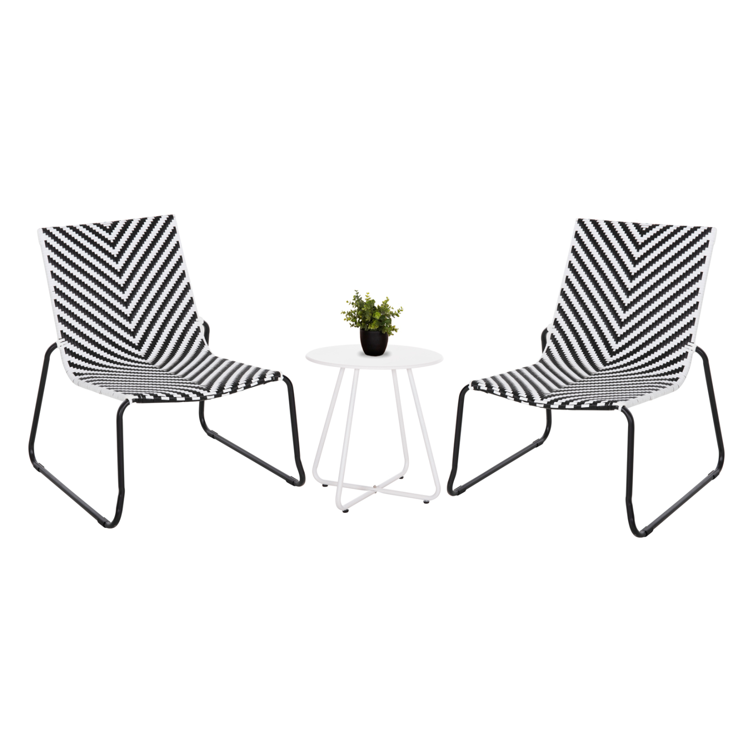 set-lounge-3tmx-exchoroy-fb921194-metall ΣΕΤ LOUNGE 3TMX ΕΞ.ΧΩΡΟΥ PONY HM21193.02 ΜΕΤΑΛΛΟ ΚΑΙ ΣΥΝΘ.RATTAN ΣΕ ΛΕΥΚΟ-ΜΑΥΡΟ - Image 1