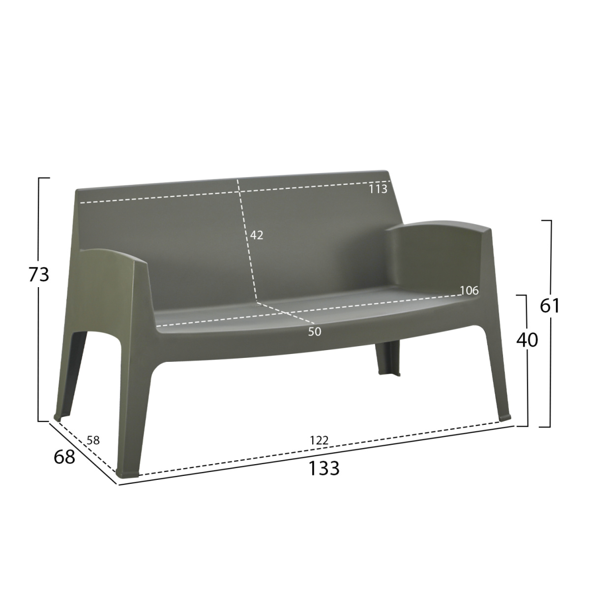 ΣΕΤ LOUNGE 4ΤΜΧ SLEEK HM21275.05 DARK OLIVE GREEN ΠΟΛΥΠΡΟΠΥΛΕΝΙΟ - Image 2