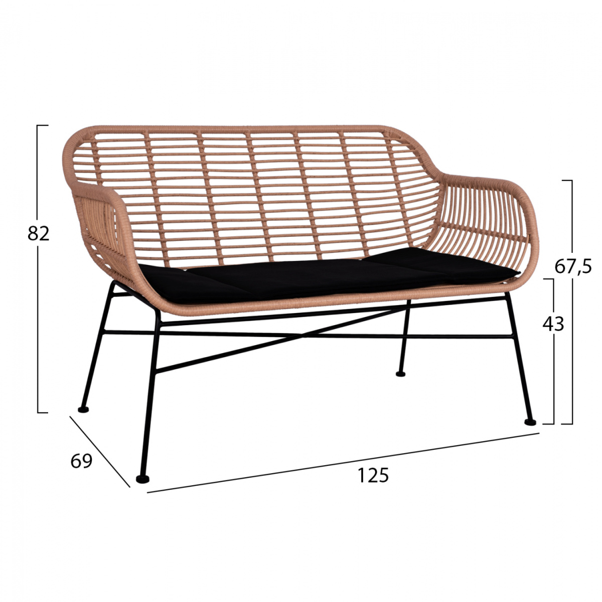 ΣΕΤ ΣΑΛΟΝΙ 4ΤΜΧ ALLEGRA HM5460 ΜΕΤΑΛΛΟ & WICKER ΣΕ ΜΠΕΖ ΧΡΩΜΑ - Image 2
