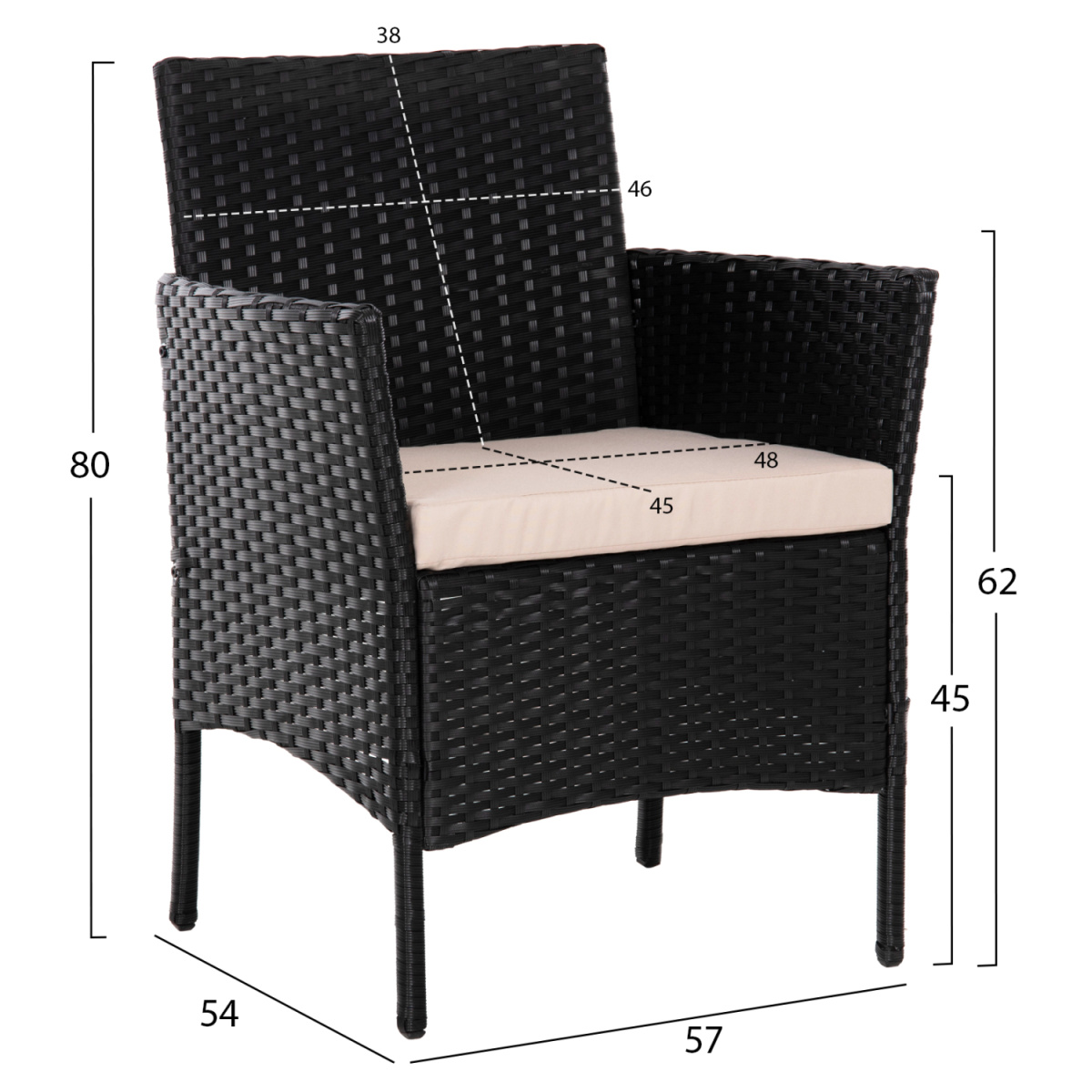 ΣΕΤ ΣΑΛΟΝΙ 4ΤΜΧ STASIA HM6089.01 ΣΥΝΘ.RATTAN ΜΑΥΡΟ-ΚΑΠΟΥΤΣΙΝΟ ΜΑΞΙΛΑΡΙΑ - Image 2