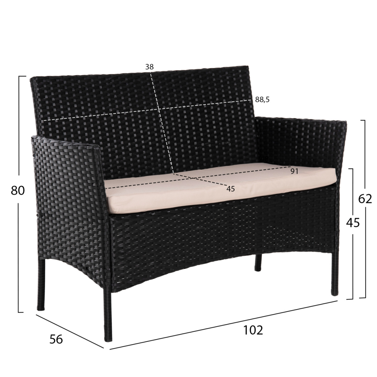 ΣΕΤ ΣΑΛΟΝΙ 4ΤΜΧ STASIA HM6089.01 ΣΥΝΘ.RATTAN ΜΑΥΡΟ-ΚΑΠΟΥΤΣΙΝΟ ΜΑΞΙΛΑΡΙΑ - Image 3