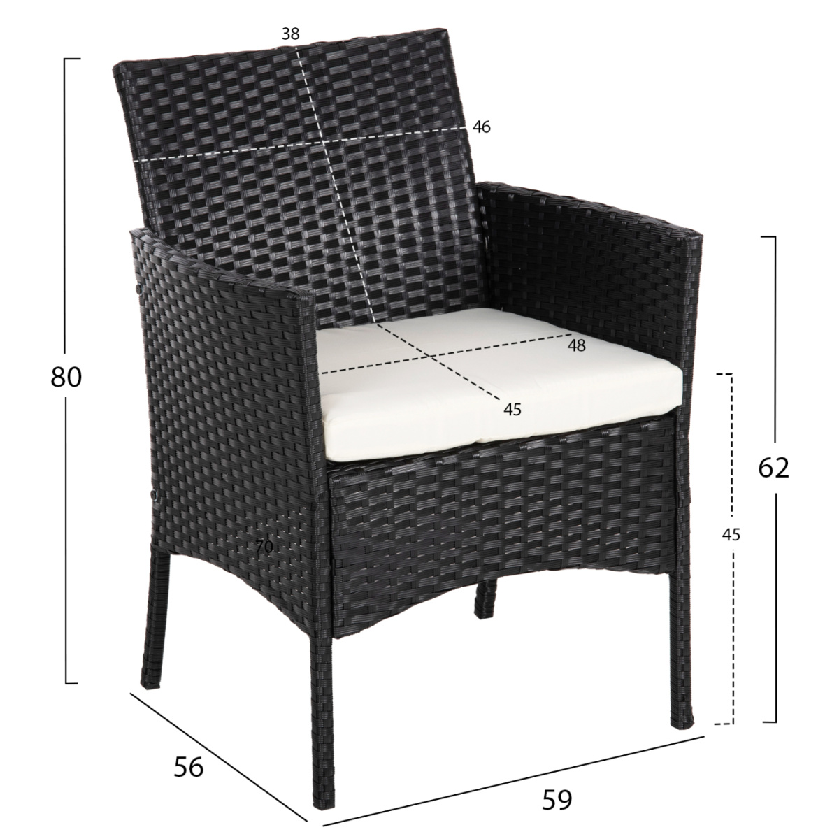 ΣΕΤ ΣΑΛΟΝΙ 4ΤΜΧ STASIA HM6089.04 ΣΥΝΘ.RATTAN ΜΑΥΡΟ-ΜΠΕΖ ΜΑΞΙΛΑΡΙΑ - Image 2