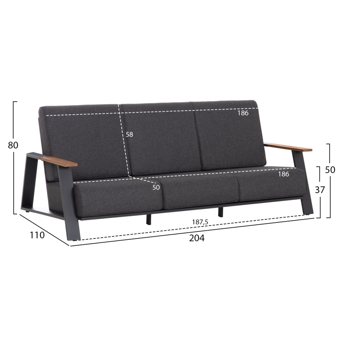 ΣΕΤ ΣΑΛΟΝΙ 4ΤΜΧ LAITH HM6551.01 ΑΛΟΥΜΙΝΙΟ & ΜΑΞΙΛΑΡΙΑ ΓΚΡΙ - Image 2