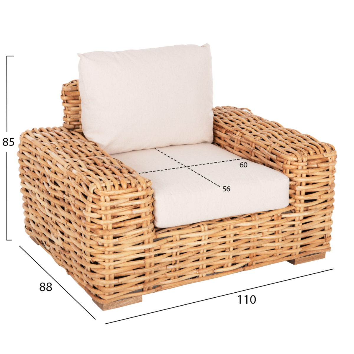 ΣΕΤ ΣΑΛΟΝΙ 4ΤΜΧ TROPEL HM11940 ΦΥΣΙΚΟ RATTAN-2ΘΕΣΙΟΣ ΚΑΝΑΠΕΣ-2 ΠΟΛΥΘΡΟΝΕΣ-ΤΡΑΠΕΖΙ - Image 3