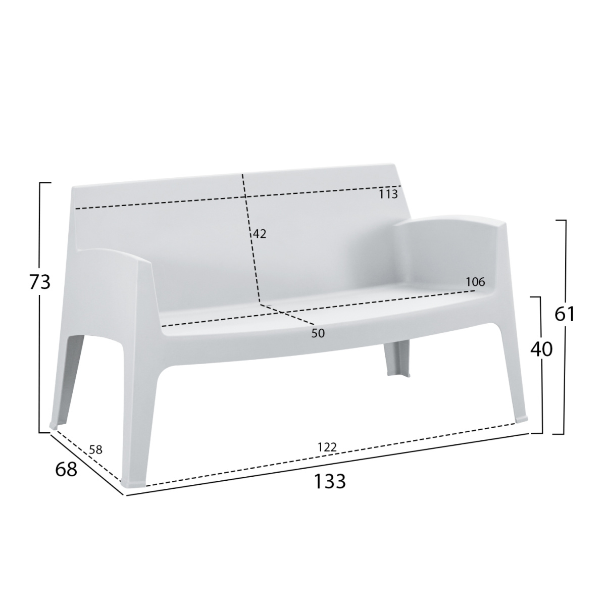 ΣΕΤ ΣΑΛΟΝΙ ΕΞ.ΧΩΡΟΥ 4ΤΜΧ SLEEK HM21268.01 ΛΕΥΚΟ ΠΟΛΥΠΡΟΠΥΛΕΝΙΟ - Image 2