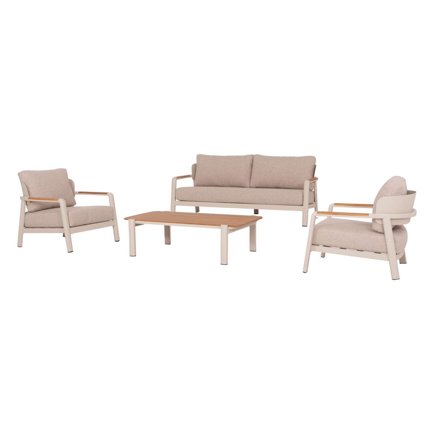 set-saloni-exchoroy-4tmch-fb9619505-mpez ΣΕΤ ΣΑΛΟΝΙ ΕΞ.ΧΩΡΟΥ 4ΤΜΧ ELARA HM6195.05 ΜΠΕΖ ΑΛΟΥΜΙΝΙΟ & OLEFIN-TEAK ΦΥΣΙΚΟ - Image 1