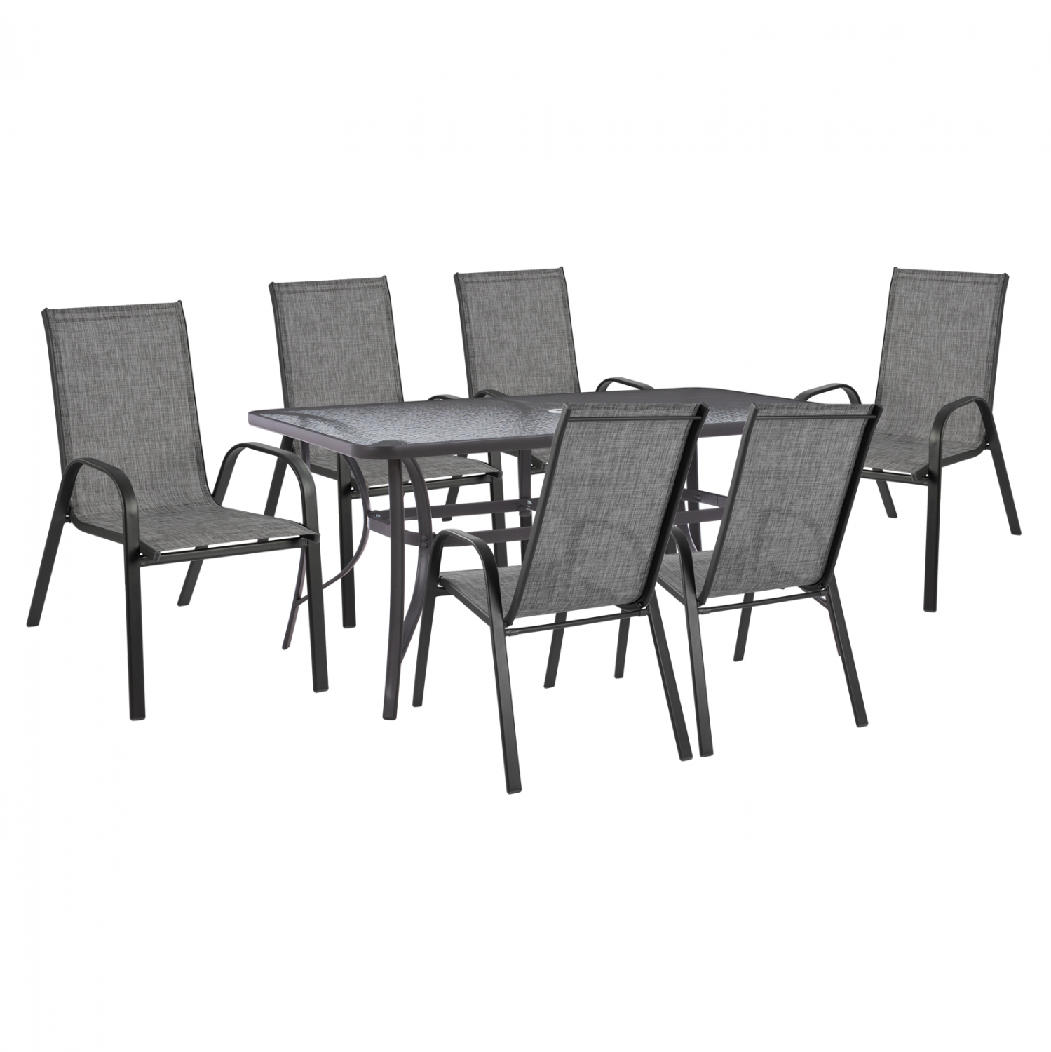 set-trapezaria-7tmch-trapezi-150x90-me-p ΣΕΤ ΤΡΑΠΕΖΑΡΙΑ 7ΤΜΧ ΤΡΑΠΕΖΙ BRUNO 150X90 ΜΕ ΠΟΛΥΘΡΟΝΕΣ TEXTILINE ΓΚΡΙ HM11471 - Image 1