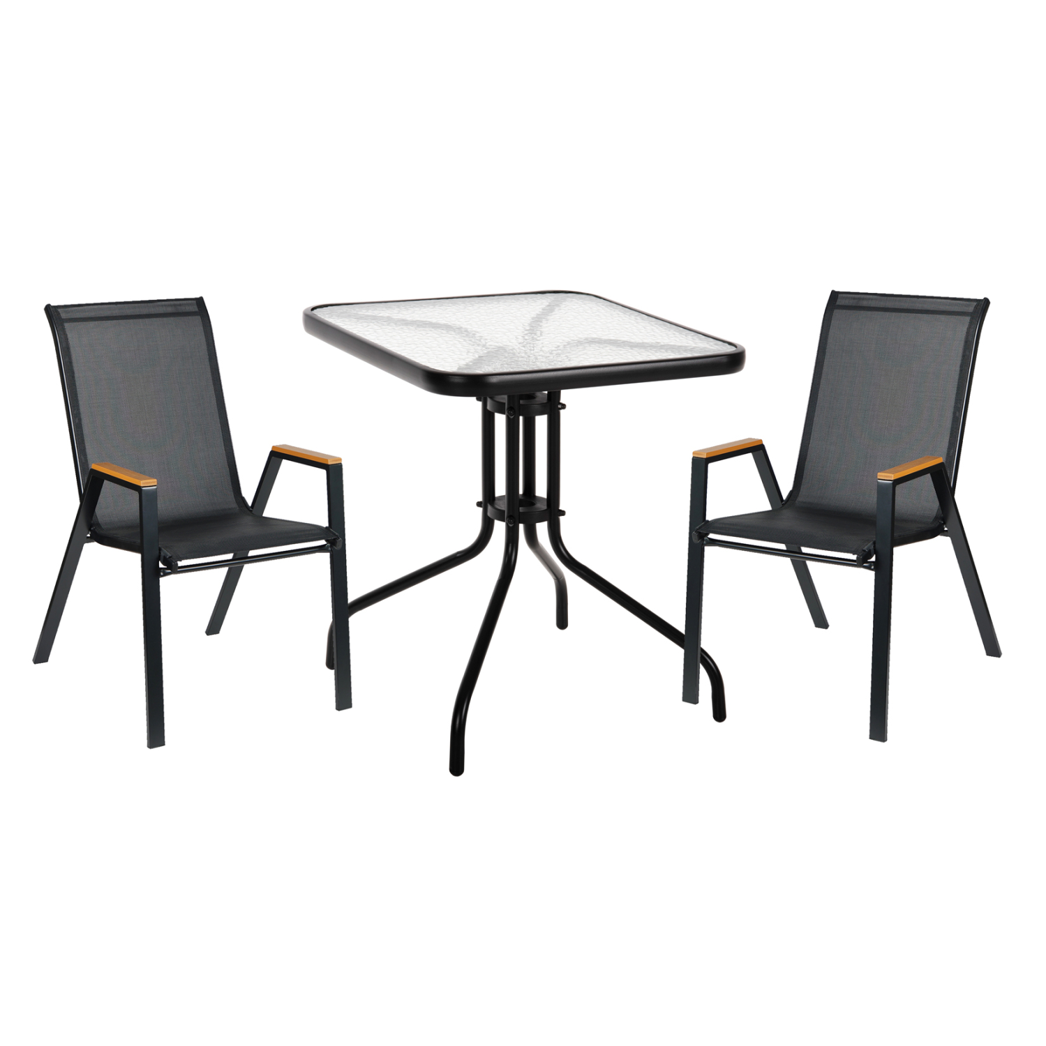 set-trapezarias-3tmch-fb91073003-2-karek ΣΕΤ ΤΡΑΠΕΖΑΡΙΑΣ 3ΤΜΧ FIGO HM10730.03-- 2 ΚΑΡΕΚΛΕΣ & ΤΕΤΡΑΓΩΝΟ ΤΡΑΠΕΖΙ 60x60εκ ΜΑΥΡΟ - Image 1