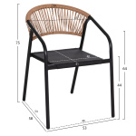 ΣΕΤ ΤΡΑΠΕΖΑΡΙΑΣ 5ΤΜΧ ADAM HM10859.03 ΚΑΡΕΚΛΕΣ ΜΕΤΑΛΛΙΚΕΣ & ΤΡΑΠΕΖΙ 120x70εκ ΜΑΥΡΟ - Image 3