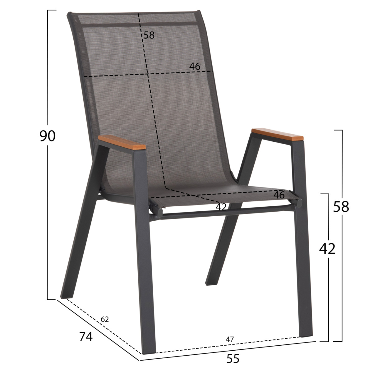 ΣΕΤ ΤΡΑΠΕΖΑΡΙΑΣ 5ΤΜΧ BRUNO HM10729.01 ΚΑΡΕΚΛΕΣ ΜΕΤΑΛΛΙΚΕΣ & ΤΡΑΠΕΖΙ 140x80εκ ΓΚΡΙ - Image 3