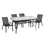 ΣΕΤ ΤΡΑΠΕΖΑΡΙΑΣ 5ΤΜΧ BRUNO HM10729.03 ΚΑΡΕΚΛΕΣ ΜΕΤΑΛΛΙΚΕΣ & ΤΡΑΠΕΖΙ 150x90εκ ΜΑΥΡΟ