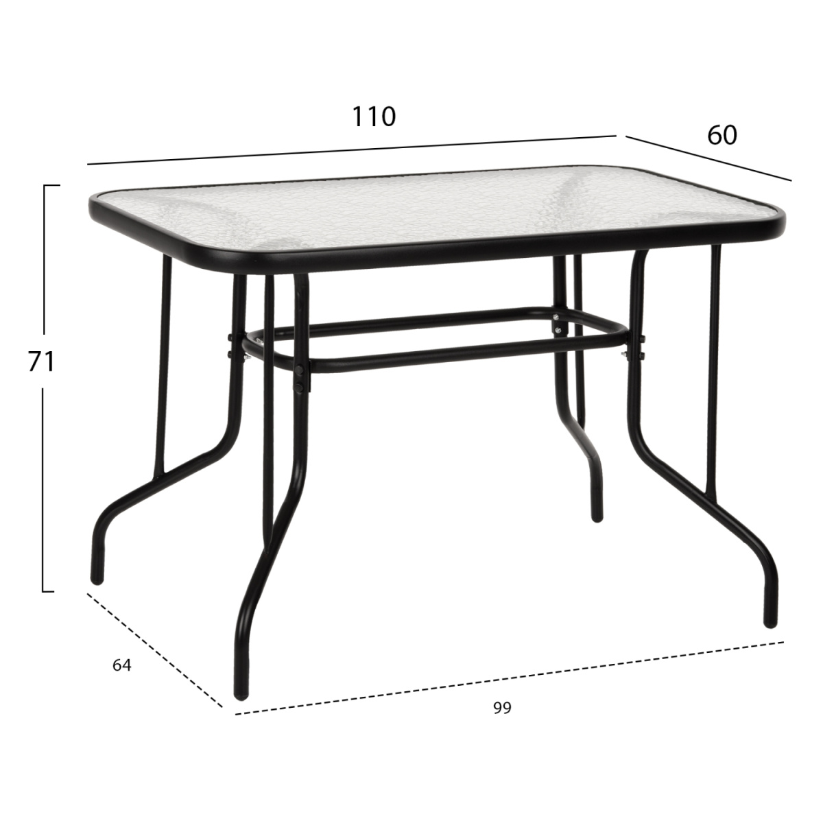 ΣΕΤ ΤΡΑΠΕΖΑΡΙΑΣ 5ΤΜΧ ADAM HM21219.01 ΚΑΡΕΚΛΕΣ ΜΕΤΑΛΛΙΚΕΣ & ΤΡΑΠΕΖΙ 110x60 ΜΑΥΡΟ - Image 2