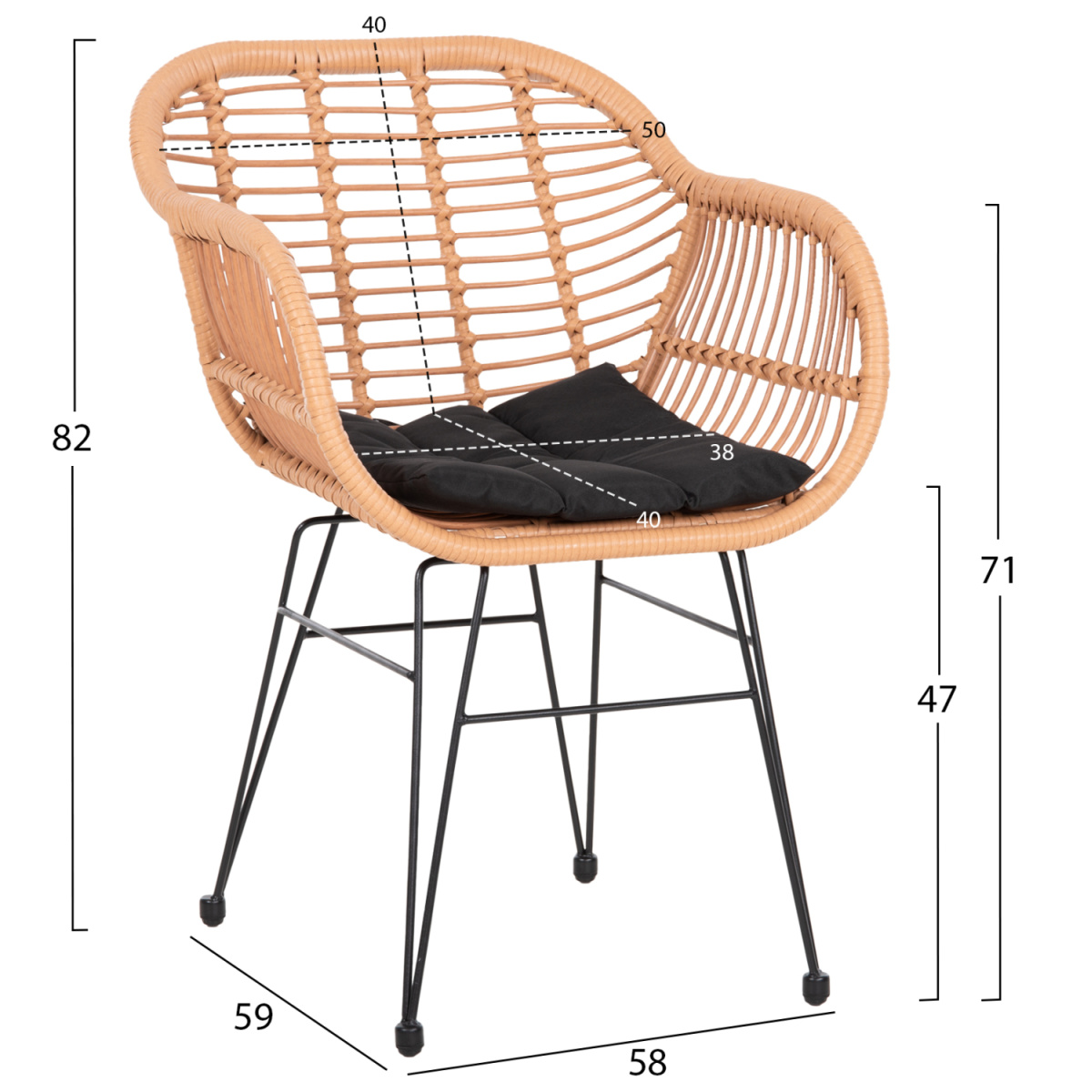 ΣΕΤ ΤΡΑΠΕΖΑΡΙΑΣ 7ΤΜΧ ALLEGRA HM10495 WICKER ΜΠΕΖ-ΜΕΤΑΛΛΟ ΜΑΥΡΟ - Image 3