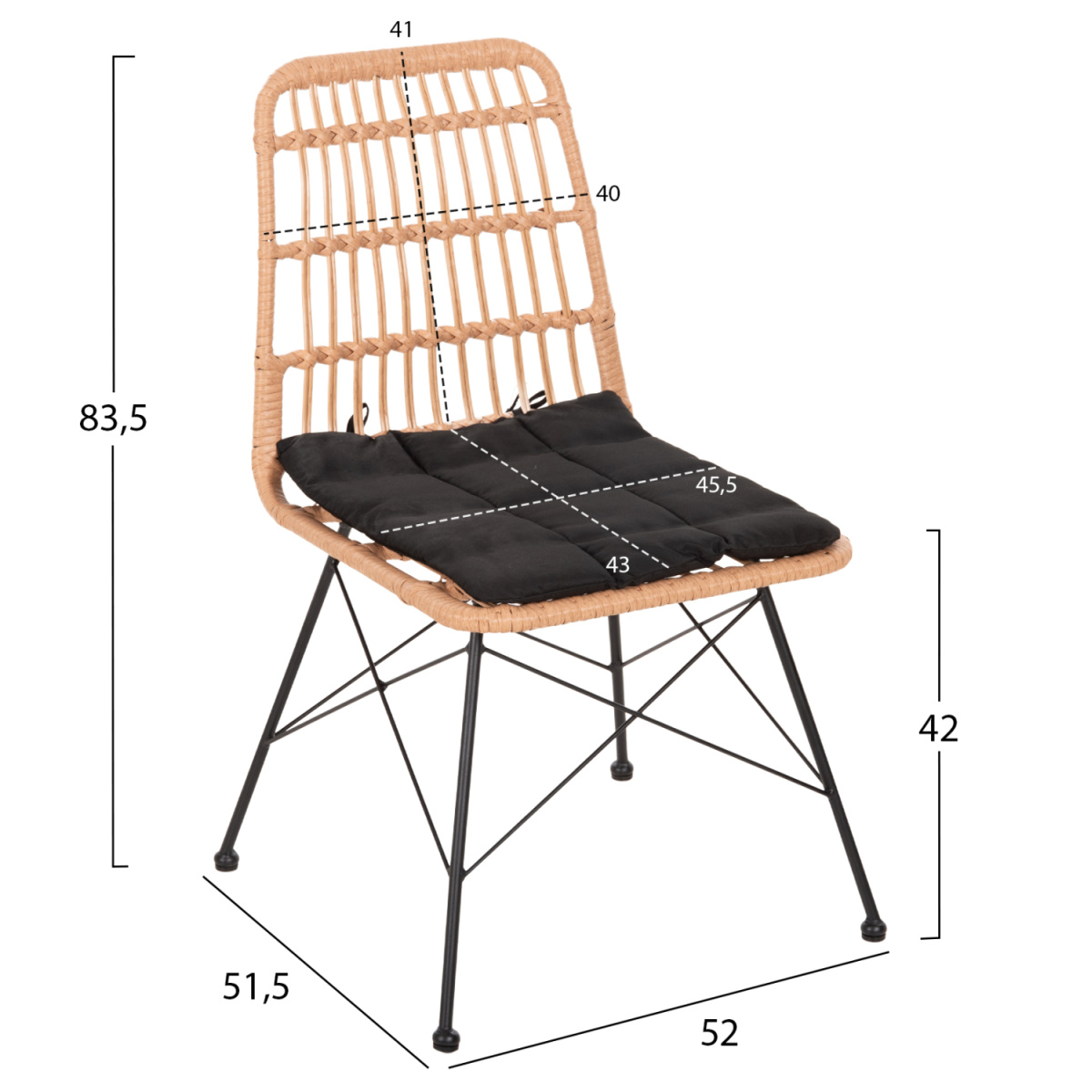 ΣΕΤ ΤΡΑΠΕΖΑΡΙΑΣ 7ΤΜΧ ALLEGRA HM10495 WICKER ΜΠΕΖ-ΜΕΤΑΛΛΟ ΜΑΥΡΟ - Image 4