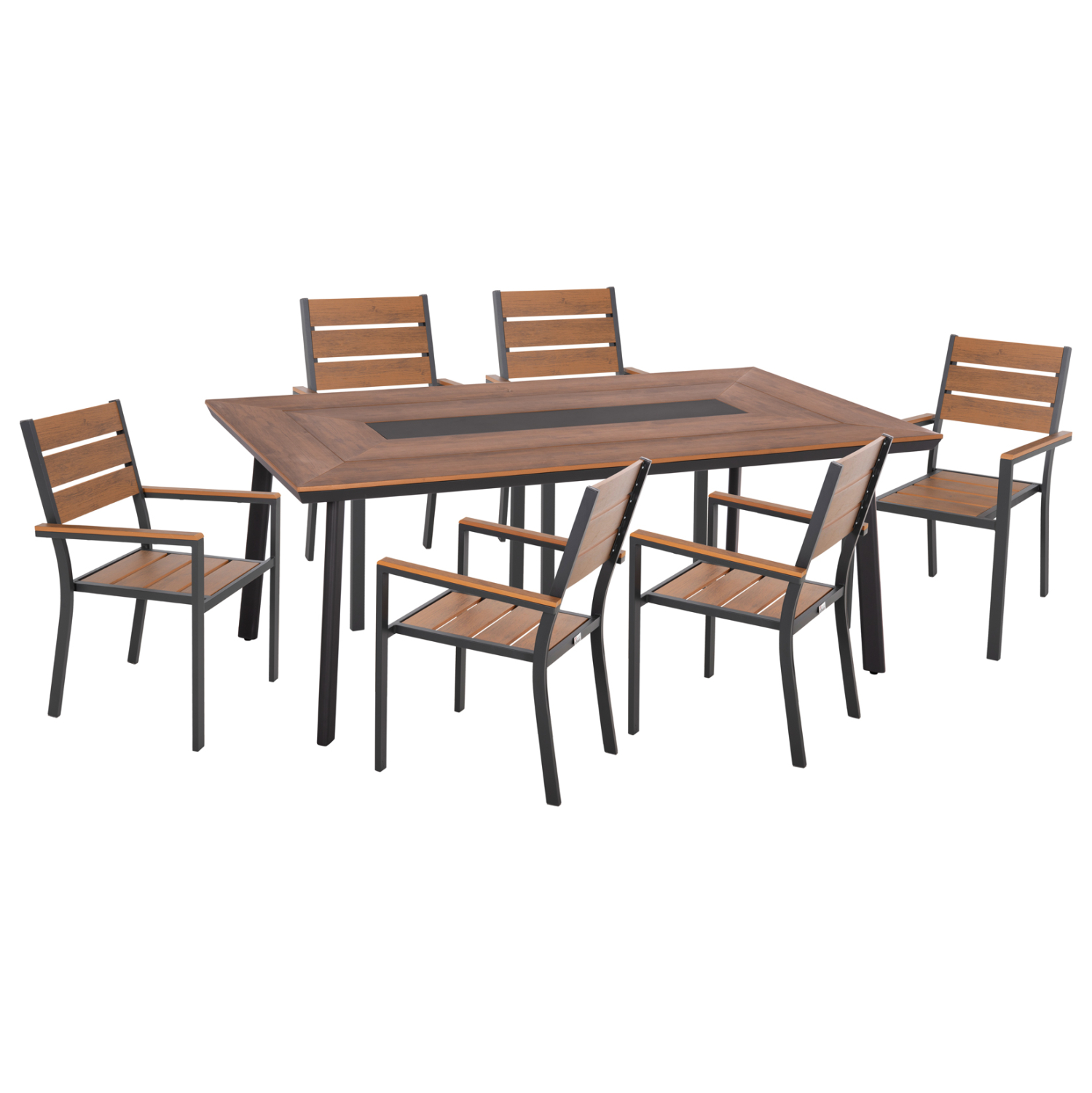set-trapezarias-7tmch-fb910814-aloyminio ΣΕΤ ΤΡΑΠΕΖΑΡΙΑΣ 7ΤΜΧ SAGA HM10814 ΑΛΟΥΜΙΝΙΟ ΣΕ ΓΚΡΙ--POLYWOOD - Image 1
