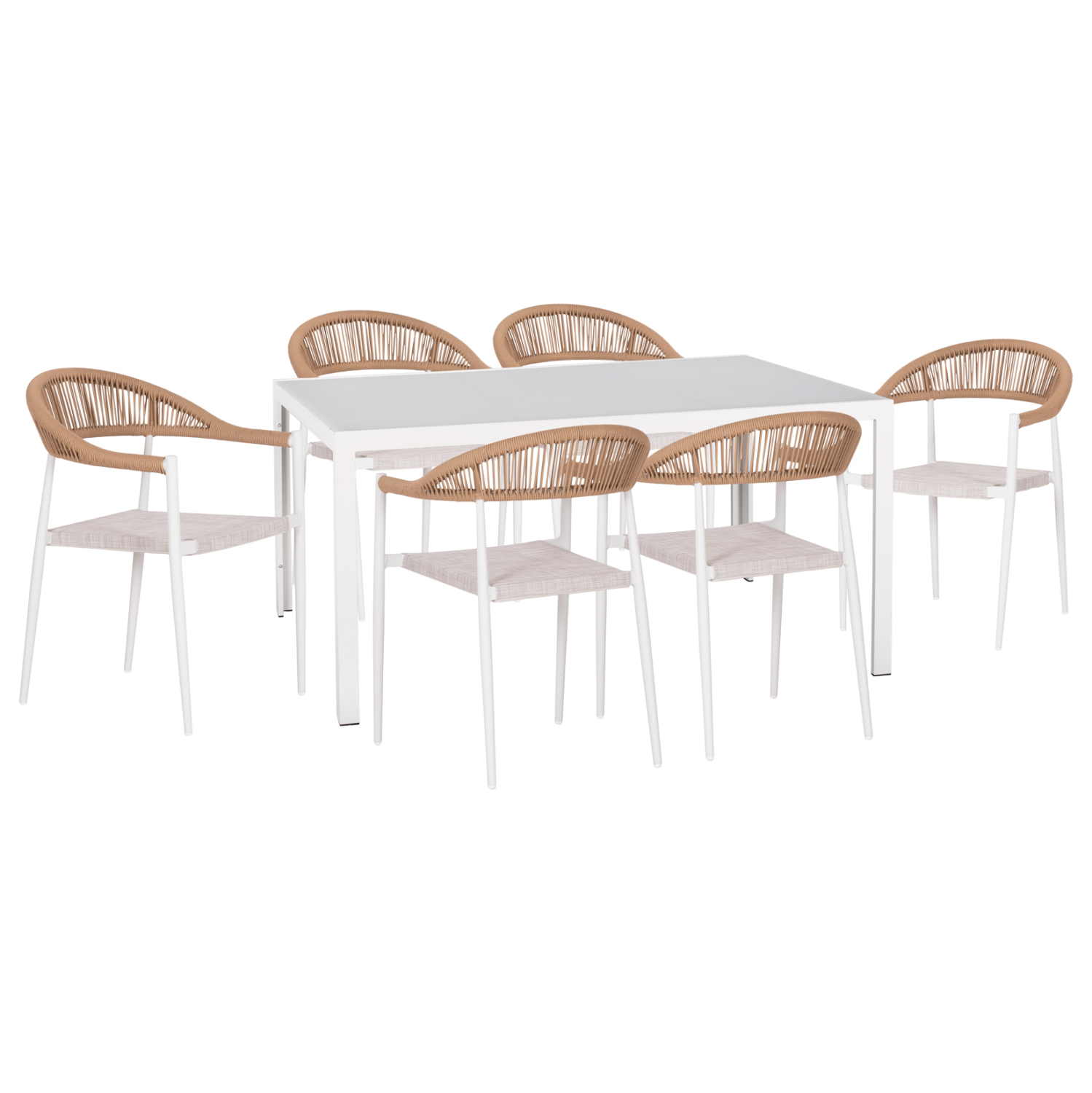 set-trapezarias-7tmch-fb91087603-trapezi ΣΕΤ ΤΡΑΠΕΖΑΡΙΑΣ 7ΤΜΧ BERG HM10876.03 ΤΡΑΠΕΖΙ ΜΕΤΑΛ.ΛΕΥΚΟ--ΚΑΡΕΚΛΕΣ ΑΛΟΥΜΙΝΙΟΥ - Image 1