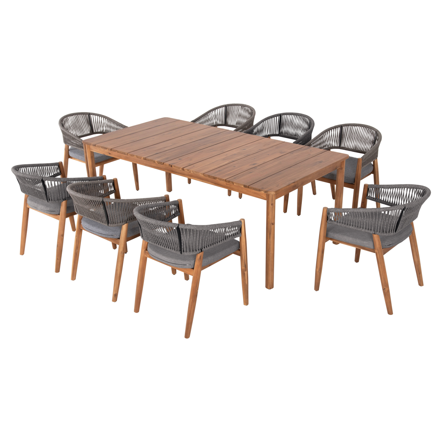 set-trapezarias-9tmch-fb92106601-trapezi ΣΕΤ ΤΡΑΠΕΖΑΡΙΑΣ 9ΤΜΧ NAVANT HM21066.01 ΤΡΑΠΕΖΙ ΜΕ 8 ΚΑΡΕΚΛΕΣ ΞΥΛΟ ΑΚΑΚΙΑΣ-ΣΧΟΙΝΙ ΓΚΡΙ - Image 1