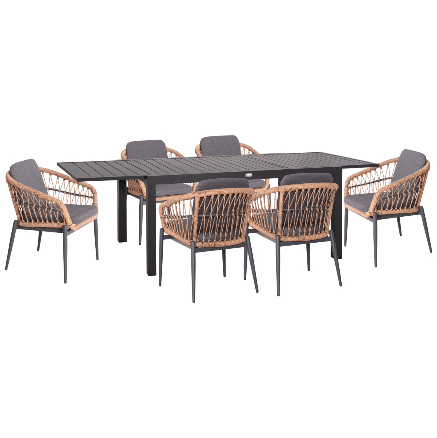 set-trapezarias-exchoroy-7tmch-fb921157- ΣΕΤ ΤΡΑΠΕΖΑΡΙΑΣ ΕΞ.ΧΩΡΟΥ 7ΤΜΧ KRUM HM21157 ΣΚΟΥΡΟ ΓΚΡΙ ΑΛΟΥΜΙΝΙΟ--P.E.RATTAN - Image 1