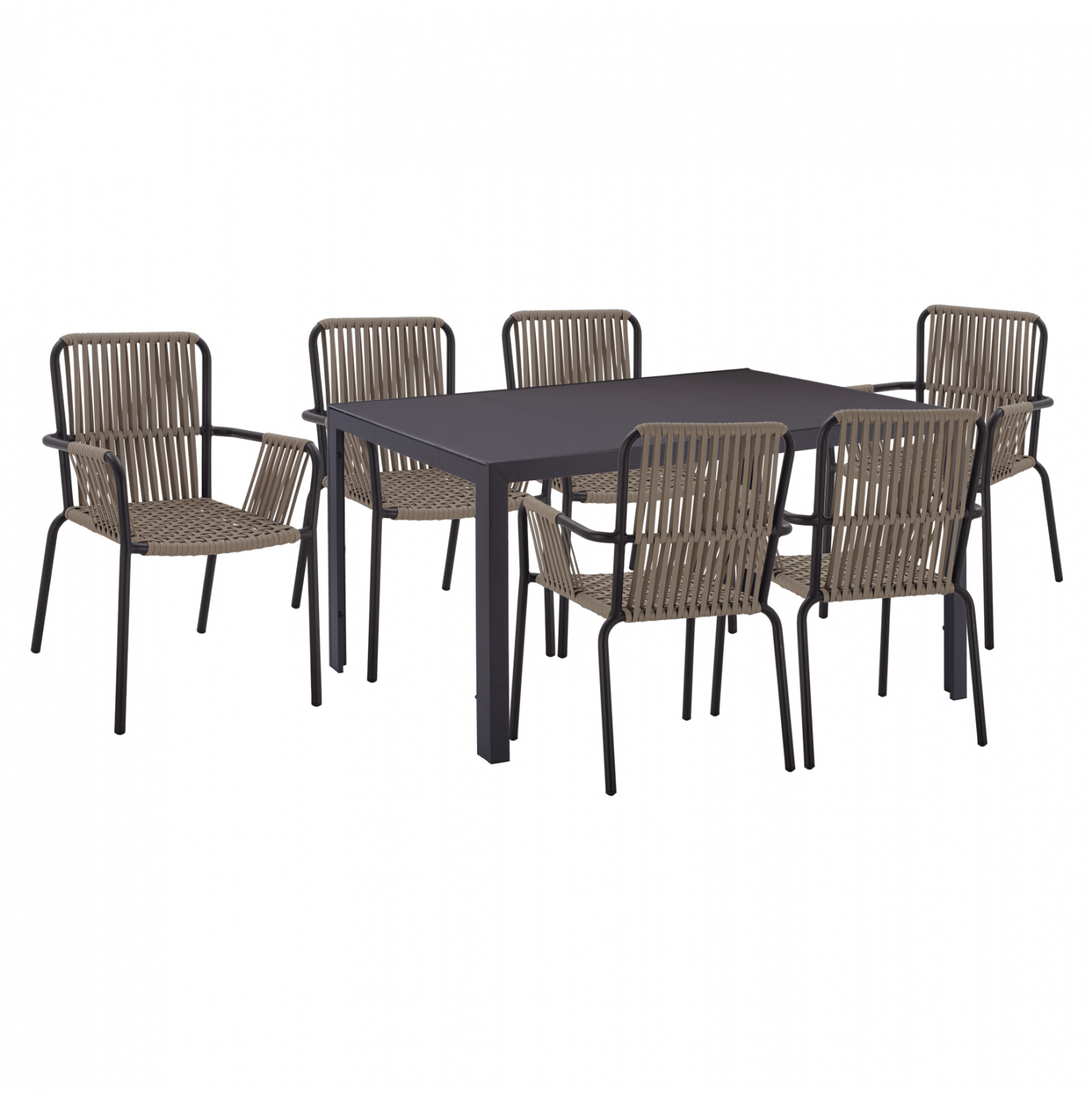 set-trapezarias-orthogonio-fb91152501 ΣΕΤ ΤΡΑΠΕΖΑΡΙΑΣ 7 ΤΜΧ ΤΡΑΠΕΖΙ ΓΚΡΙ 150X90 ΚΑΙ ΠΟΛΥΘΡΟΝΑ ΜΕ ΣΧΟΙΝΙ HM11525.01 - Image 1