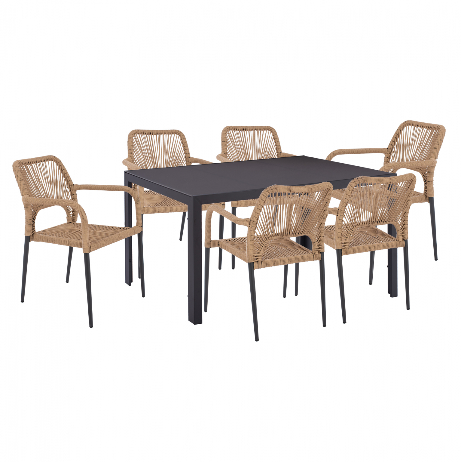 set-trapezarias-orthogonio-gkri-fb911527 ΣΕΤ ΤΡΑΠΕΖΑΡΙΑΣ 7 ΤΜΧ ΤΡΑΠΕΖΙ ΓΚΡΙ 150X90 ΚΑΙ ΠΟΛΥΘΡΟΝΑ ΜΕ ΣΧΟΙΝΙ HM11527.01 - Image 1