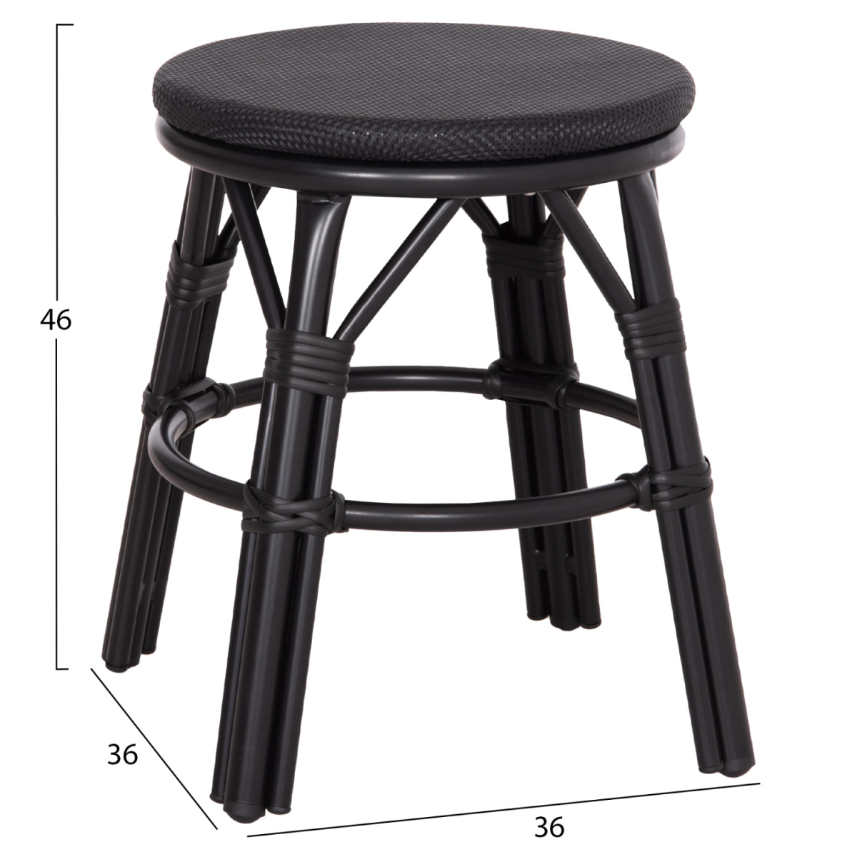 ΣΚΑΜΠΟ ΑΛΟΥΜΙΝΙΟΥ CHINO HM6285.02 BAMBOO LOOK & TEXTILENE ΣΕ ΜΑΥΡΟ Φ36x46Υεκ. - Image 2