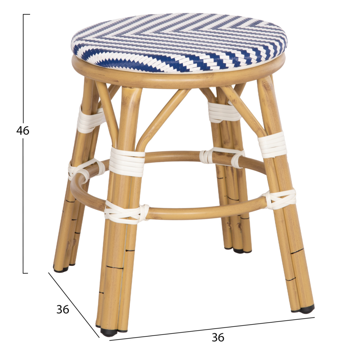 ΣΚΑΜΠΟ ΑΛΟΥΜΙΝΙΟΥ CHINO HM6285.05 BAMBOO LOOK-TEXTILENE ΛΕΥΚΟ-ΜΠΛΕ Φ36x46Υεκ. - Image 2