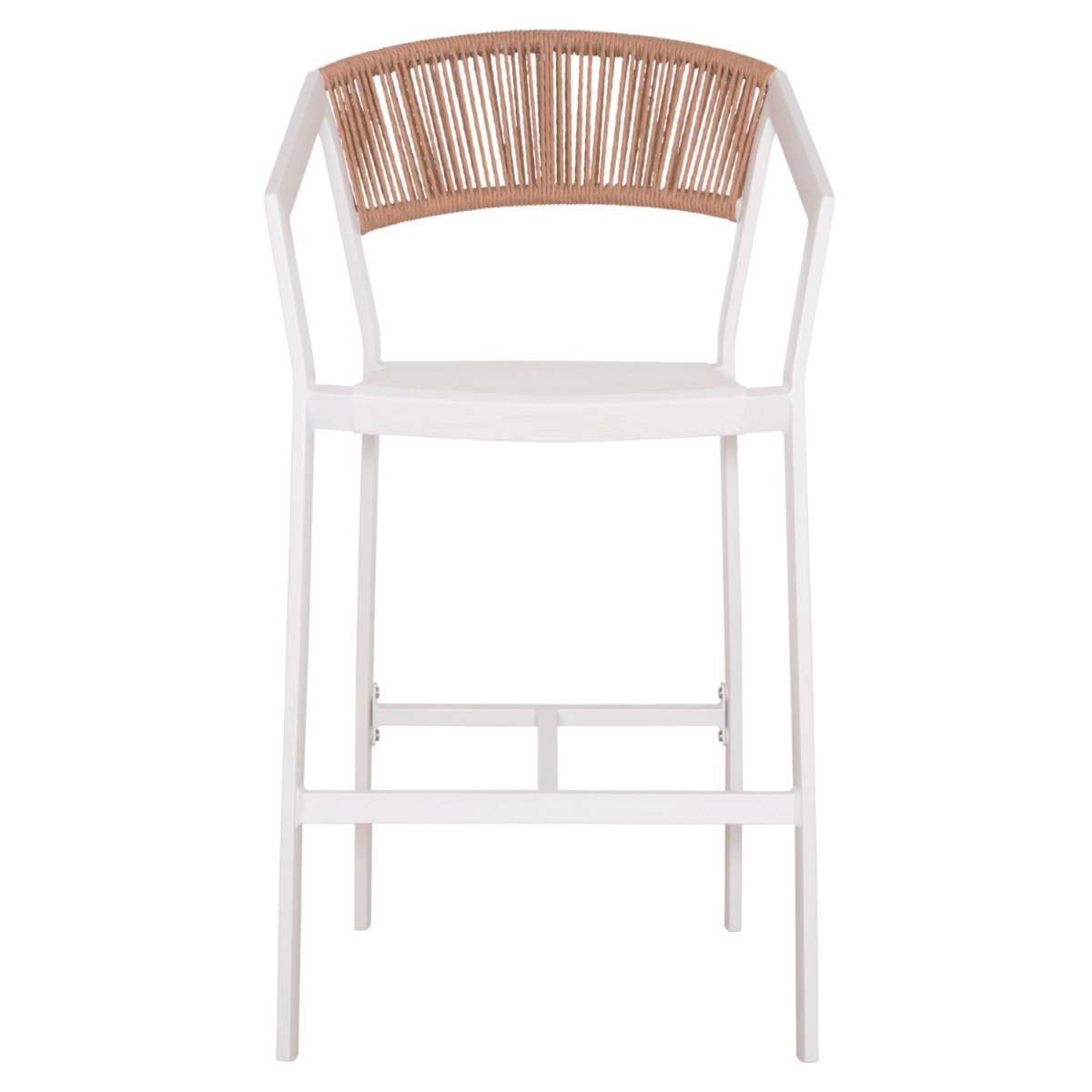 ΣΚΑΜΠΟ ΑΛΟΥΜΙΝΙΟΥ MIRI HM5892.12 ΜΕΣΑΙΟΥ ΥΨΟΥΣ RATTAN & TEXTLINE ΛΕΥΚΟ ΜΠΕΖ 55x56,5x99Y - Image 3
