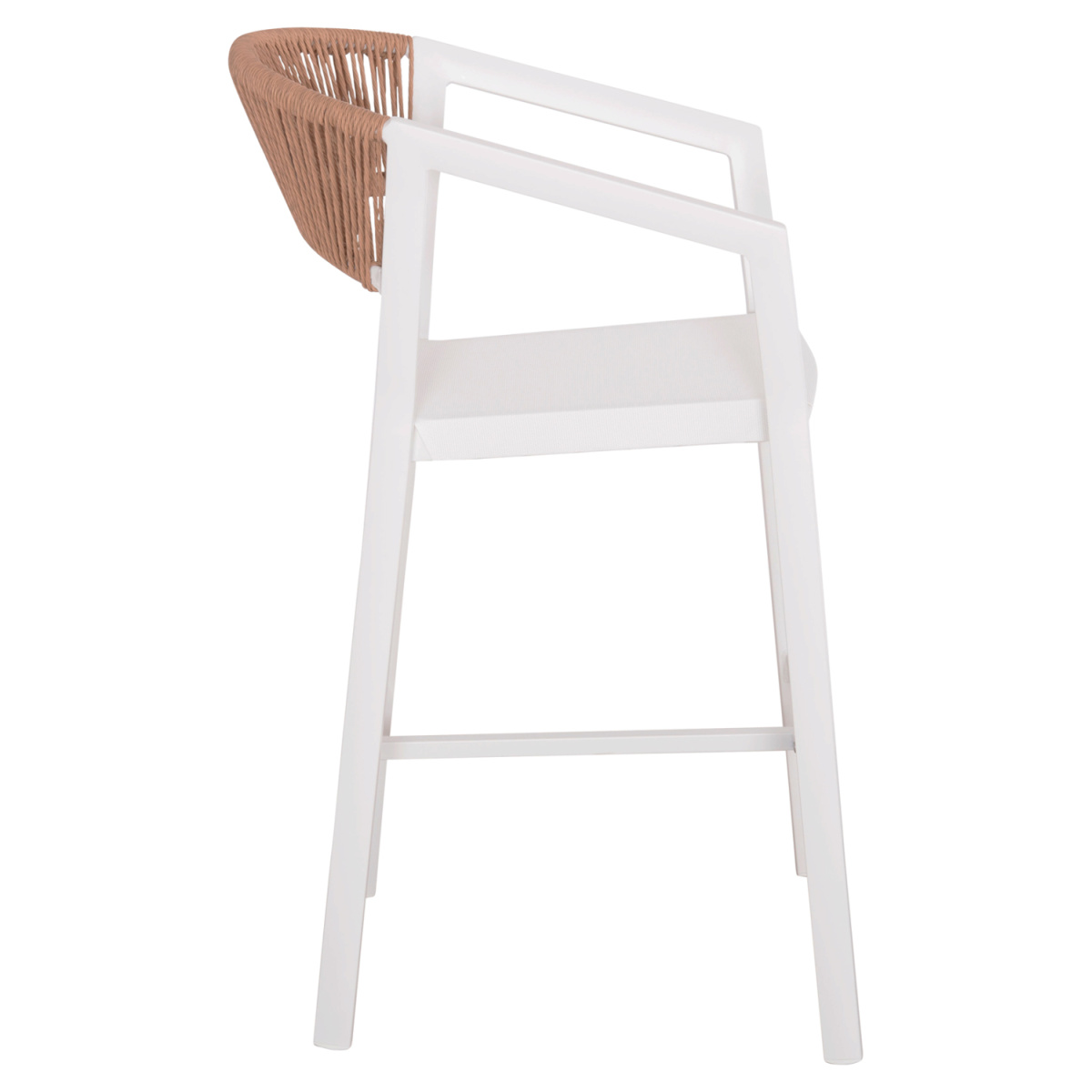 ΣΚΑΜΠΟ ΑΛΟΥΜΙΝΙΟΥ MIRI HM5892.12 ΜΕΣΑΙΟΥ ΥΨΟΥΣ RATTAN & TEXTLINE ΛΕΥΚΟ ΜΠΕΖ 55x56,5x99Y - Image 4